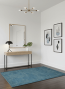 Modern Solid Design Gray And Blue 5x8 Hand Knotted Wool Area Rug