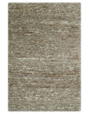 Modern Solid Design Natural Brown Hand Knotted Wool Rug