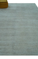 Modern Solid Design Silver Hand Knotted 9x12 Wool Area Rug