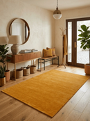 Modern Solid Gold Hand Loomed Wool Area Rug by The Rug Decor