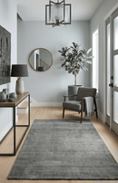 Gray Wool and Viscose Hand Woven Solid Area Rug 5x8 - Modern Contemporary Design