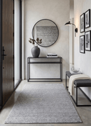 Gray Hand Woven Wool Area Rug - Modern Solid Artisanal Weave