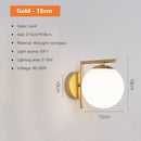 GobekUsa Glass Shade Gold Wall Lamp Bedroom Bedside Spherical Aisle Light