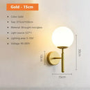 GobekUsa Glass Shade Gold Wall Lamp Bedroom Bedside Spherical Aisle Light