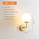 GobekUsa Glass Shade Gold Wall Lamp Bedroom Bedside Spherical Aisle Light