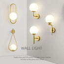 GobekUsa Glass Shade Gold Wall Lamp Bedroom Bedside Spherical Aisle Light