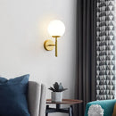 GobekUsa Glass Shade Gold Wall Lamp Bedroom Bedside Spherical Aisle Light