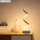 GobekUsa Sleek Spiral Ribbon Metal Table Lamp: Simplicity Black/White/Gold LED Task Lighting with Circle Pedestal in Warm/White Light