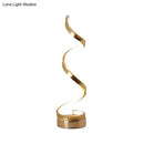 GobekUsa Sleek Spiral Ribbon Metal Table Lamp: Simplicity Black/White/Gold LED Task Lighting with Circle Pedestal in Warm/White Light