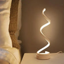 GobekUsa Sleek Spiral Ribbon Metal Table Lamp: Simplicity Black/White/Gold LED Task Lighting with Circle Pedestal in Warm/White Light