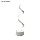 GobekUsa Sleek Spiral Ribbon Metal Table Lamp: Simplicity Black/White/Gold LED Task Lighting with Circle Pedestal in Warm/White Light