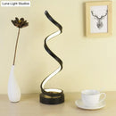 GobekUsa Sleek Spiral Ribbon Metal Table Lamp: Simplicity Black/White/Gold LED Task Lighting with Circle Pedestal in Warm/White Light