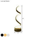 GobekUsa Sleek Spiral Ribbon Metal Table Lamp: Simplicity Black/White/Gold LED Task Lighting with Circle Pedestal in Warm/White Light