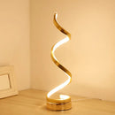 GobekUsa Sleek Spiral Ribbon Metal Table Lamp: Simplicity Black/White/Gold LED Task Lighting with Circle Pedestal in Warm/White Light