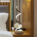 GobekUsa Sleek Spiral Ribbon Metal Table Lamp: Simplicity Black/White/Gold LED Task Lighting with Circle Pedestal in Warm/White Light