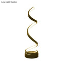 GobekUsa Sleek Spiral Ribbon Metal Table Lamp: Simplicity Black/White/Gold LED Task Lighting with Circle Pedestal in Warm/White Light