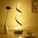 GobekUsa Sleek Spiral Ribbon Metal Table Lamp: Simplicity Black/White/Gold LED Task Lighting with Circle Pedestal in Warm/White Light