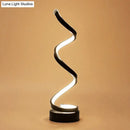 GobekUsa Sleek Spiral Ribbon Metal Table Lamp: Simplicity Black/White/Gold LED Task Lighting with Circle Pedestal in Warm/White Light