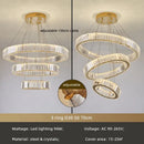 GobekUsa Crystal Circle LED Chandelier: Dimmable Pendant Lighting for Modern Stairs