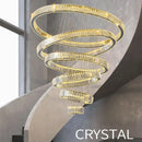 GobekUsa Crystal Circle LED Chandelier: Dimmable Pendant Lighting for Modern Stairs