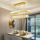GobekUsa Crystal Circle LED Chandelier: Dimmable Pendant Lighting for Modern Stairs