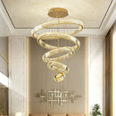GobekUsa Crystal Circle LED Chandelier: Dimmable Pendant Lighting for Modern Stairs