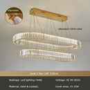 GobekUsa Crystal Circle LED Chandelier: Dimmable Pendant Lighting for Modern Stairs