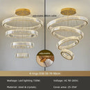 GobekUsa Crystal Circle LED Chandelier: Dimmable Pendant Lighting for Modern Stairs