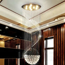 GobekUsa Crystal Staircase Chandelier: Modern LED Indoor Lighting for Living Room, Lobby, and Home