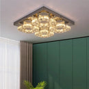 GobekUsa Crystal LED Ceiling Light: Modern Square K9 Chandeliers, Dimmable Stainless Steel Fixture.