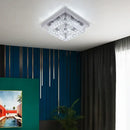 GobekUsa Crystal LED Ceiling Light: Modern Square K9 Chandeliers, Dimmable Stainless Steel Fixture.