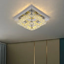 GobekUsa Crystal LED Ceiling Light: Modern Square K9 Chandeliers, Dimmable Stainless Steel Fixture.
