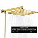 GobekUsa Bright Chrome 8" Shower Head with 15" Arm and 59" Hose - Wall Mounted Rainfall