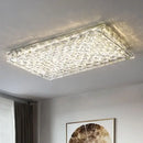 GobekUsa Crystal LED Ceiling Light | Color Changeable Square Silver | Rectangular Chrome Stainless Steel