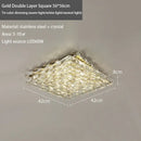 GobekUsa Crystal LED Ceiling Light | Color Changeable Square Silver | Rectangular Chrome Stainless Steel