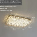 GobekUsa Crystal LED Ceiling Light | Color Changeable Square Silver | Rectangular Chrome Stainless Steel