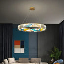 GobekUsa Circle Steel LED Pendant Chandelier, Modern Dimmable Lighting for Living Room Home Decor