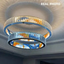 GobekUsa Circle Steel LED Pendant Chandelier, Modern Dimmable Lighting for Living Room Home Decor