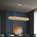 GobekUsa Circle Steel LED Pendant Chandelier, Modern Dimmable Lighting for Living Room Home Decor