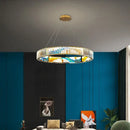 GobekUsa Circle Steel LED Pendant Chandelier, Modern Dimmable Lighting for Living Room Home Decor