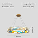 GobekUsa Circle Steel LED Pendant Chandelier, Modern Dimmable Lighting for Living Room Home Decor