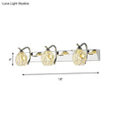 GobekUsa Modern Stainless Steel Domed Wall Light with 3 Heads, Silver Vanity Lamp and Clear Crystal Accent, Warm/White Light