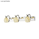 GobekUsa Modern Stainless Steel Domed Wall Light with 3 Heads, Silver Vanity Lamp and Clear Crystal Accent, Warm/White Light