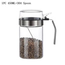 Modern stainless steel and glass seasoning pot kitchen spice shaker by Decorbites