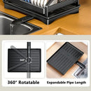 GobekUsa 2 Tier Dish Drying Rack Utensils Storage Organizer with Drainboard