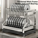 GobekUsa 2 Tier Dish Drying Rack Utensils Storage Organizer with Drainboard