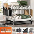 GobekUsa 2 Tier Dish Drying Rack Utensils Storage Organizer with Drainboard