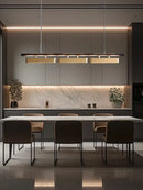 GobekUsa Brushed Gold Stainless Steel Long Pendant Lamp for Dining Room & Bar Decor