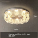 GobekUsa LED Ceiling Light Stainless Steel Glass Parlor Bedroom Fixture