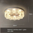 GobekUsa LED Ceiling Light Stainless Steel Glass Parlor Bedroom Fixture